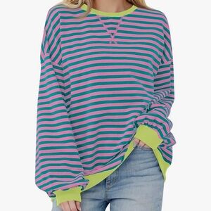 Striped over size CREWNECK